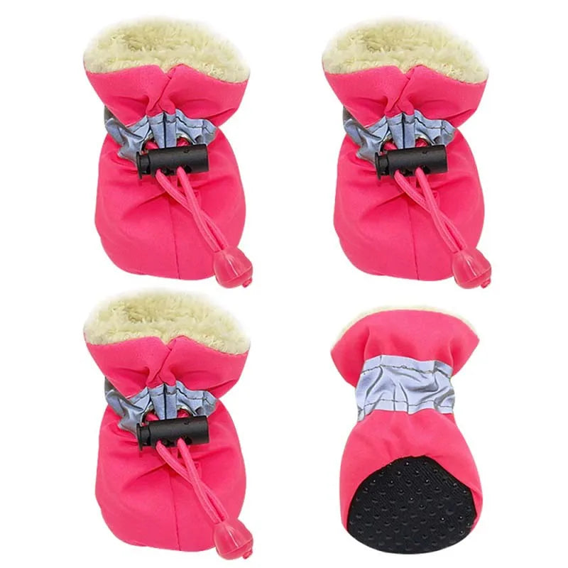 4pcs Antiskid Puppy Shoes Pet Protection Soft-soled Pet Shoes Winter Waterproof Prewalkers Soft Supplies Pet Paw Care Supplies