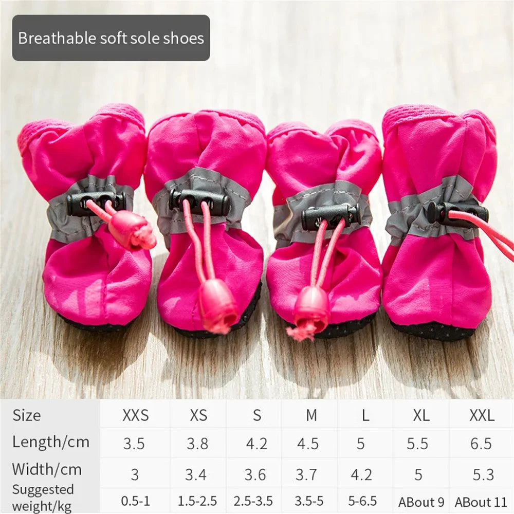 4pcs/set Waterproof Pet Dog Shoes Anti-slip Rain Boots For Small Cat Dogs Foot Cover Footwear Puppy Booties Pet Paw Accessories