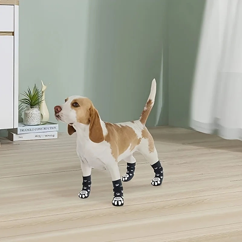 4 sets of dog socks, suitable for large dogs and small and medium-sized dogs outdoor socks sole non-slip cotton socks