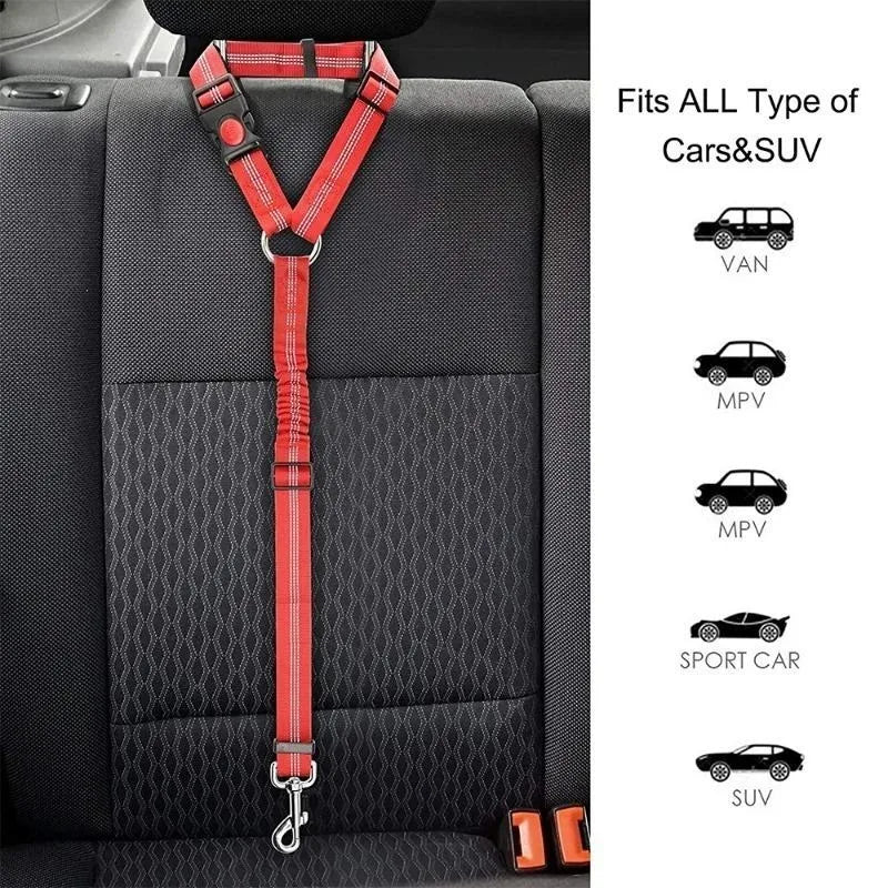 Dog Car Seat Belt Dog Tether for Vehicle Pet Safety Leads Elastic Backseat Rope for Dog Harness Collar Travel Daily Use