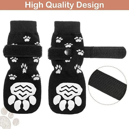 4 sets of dog socks, suitable for large dogs and small and medium-sized dogs outdoor socks sole non-slip cotton socks