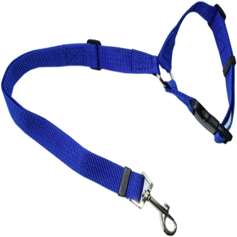 Solid Color Two-in-one Pet Car Seat Belt Nylon Lead Leash Backseat Safety Belt Adjustable Dogs Harness Collar Pet Accessories