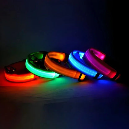 Dog Collar Nylon LED Night Safety Flashing Glow In The Dark Pet Dog Leash pet Dogs Luminous Fluorescent  dog accessories collar