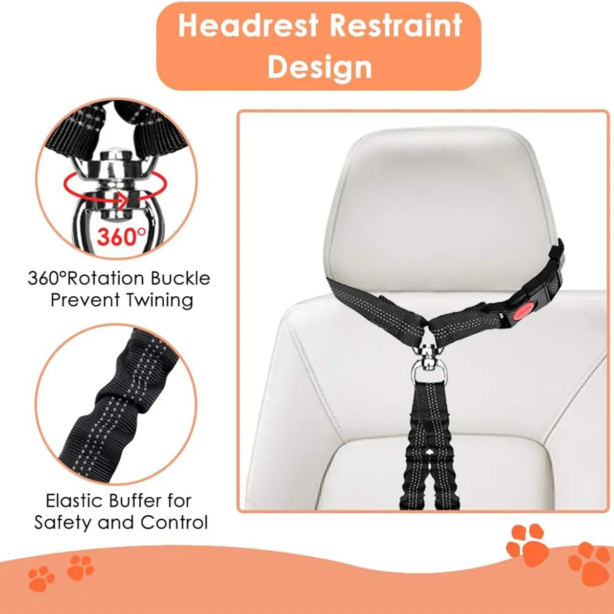 2 Dogs Seat Belt New Dual Pet Car Headrest Restraint Safety No Tangle Dog Leash Duty Adjust Elastic Connect in Vehicle Travel