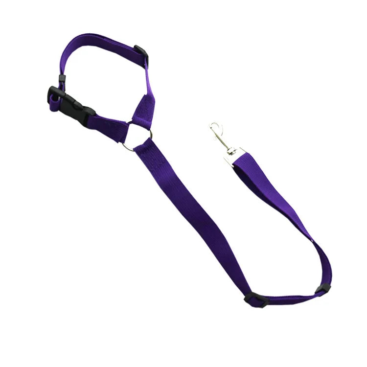 Solid Color Two-in-one Pet Car Seat Belt Nylon Lead Leash Backseat Safety Belt Adjustable Dogs Harness Collar Pet Accessories