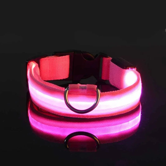 Dog Collar Nylon LED Night Safety Flashing Glow In The Dark Pet Dog Leash pet Dogs Luminous Fluorescent  dog accessories collar