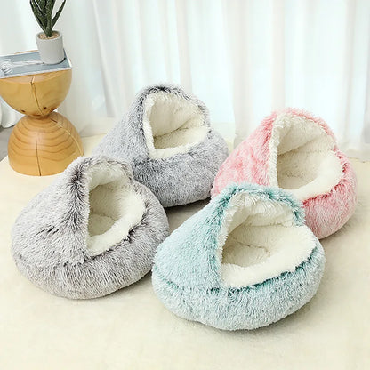 UUVIMA(UUVIMA) Winter Warm Shell Nest Semi Closed Cat Nest Dog Nest Pet Crystal Velvet Shell Cat Nest Semi Enclosed Dog Nest