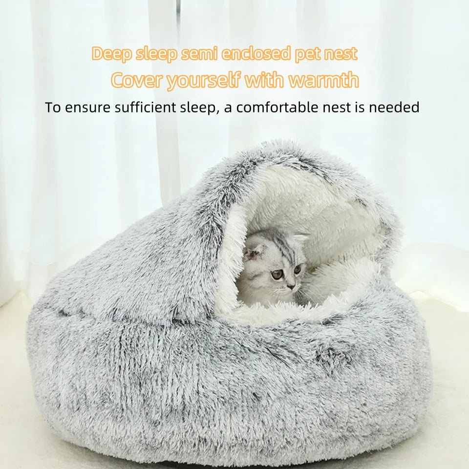 UUVIMA(UUVIMA) Winter Warm Shell Nest Semi Closed Cat Nest Dog Nest Pet Crystal Velvet Shell Cat Nest Semi Enclosed Dog Nest