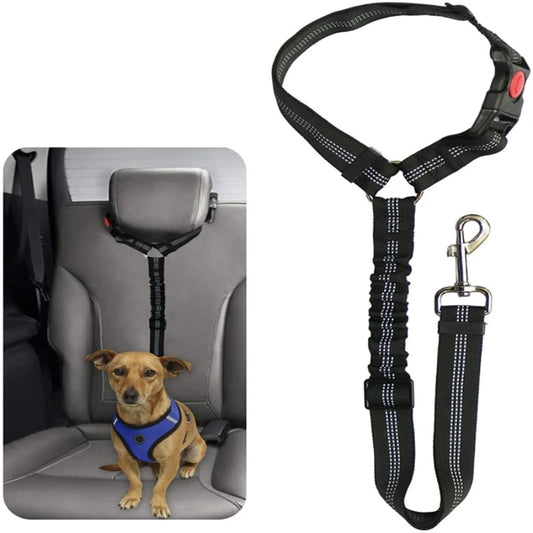 Pet products car seat belt dog leash with buffer elastic reflective safety rope leash dog rope